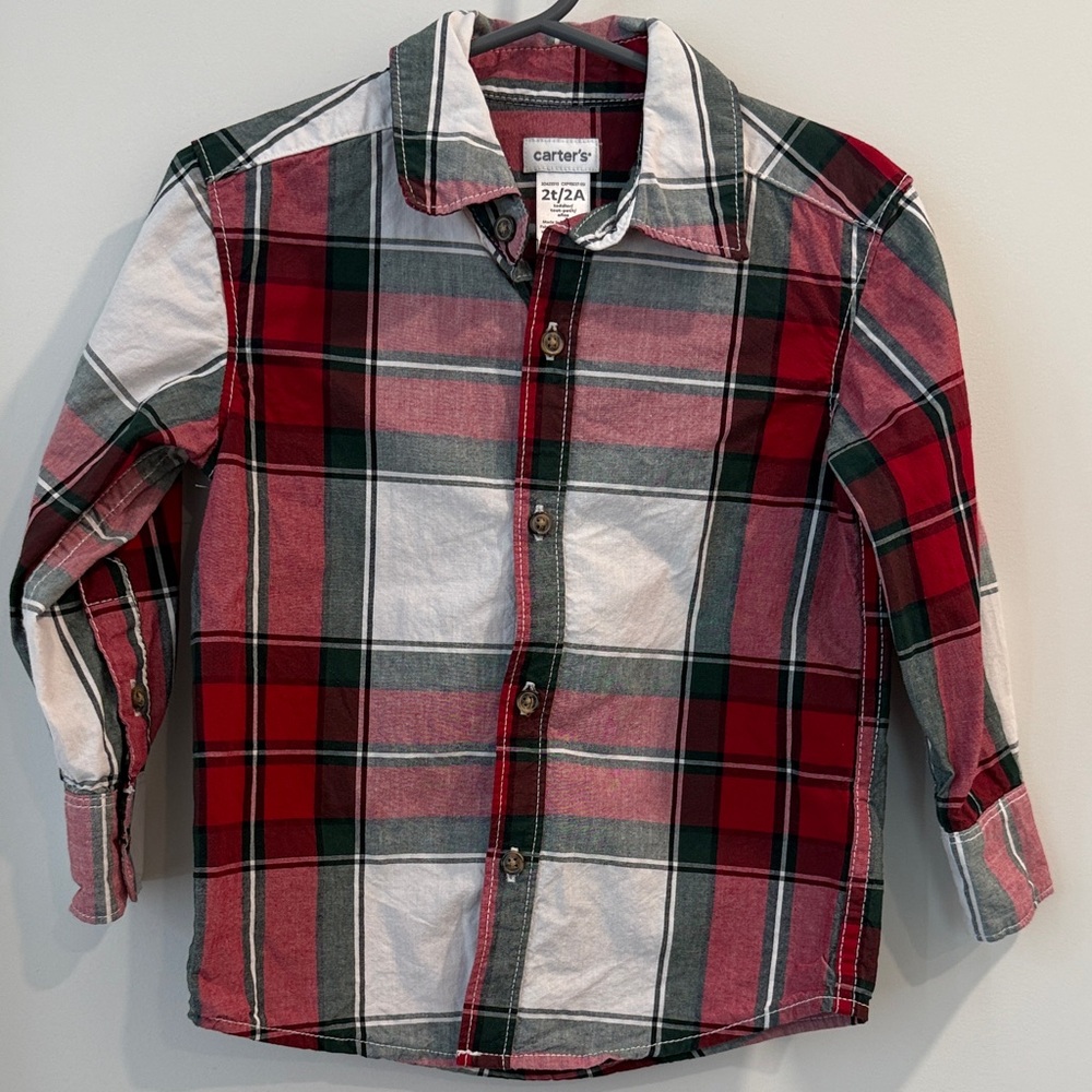 Carter's Kids Plaid Shirt in Red and Green